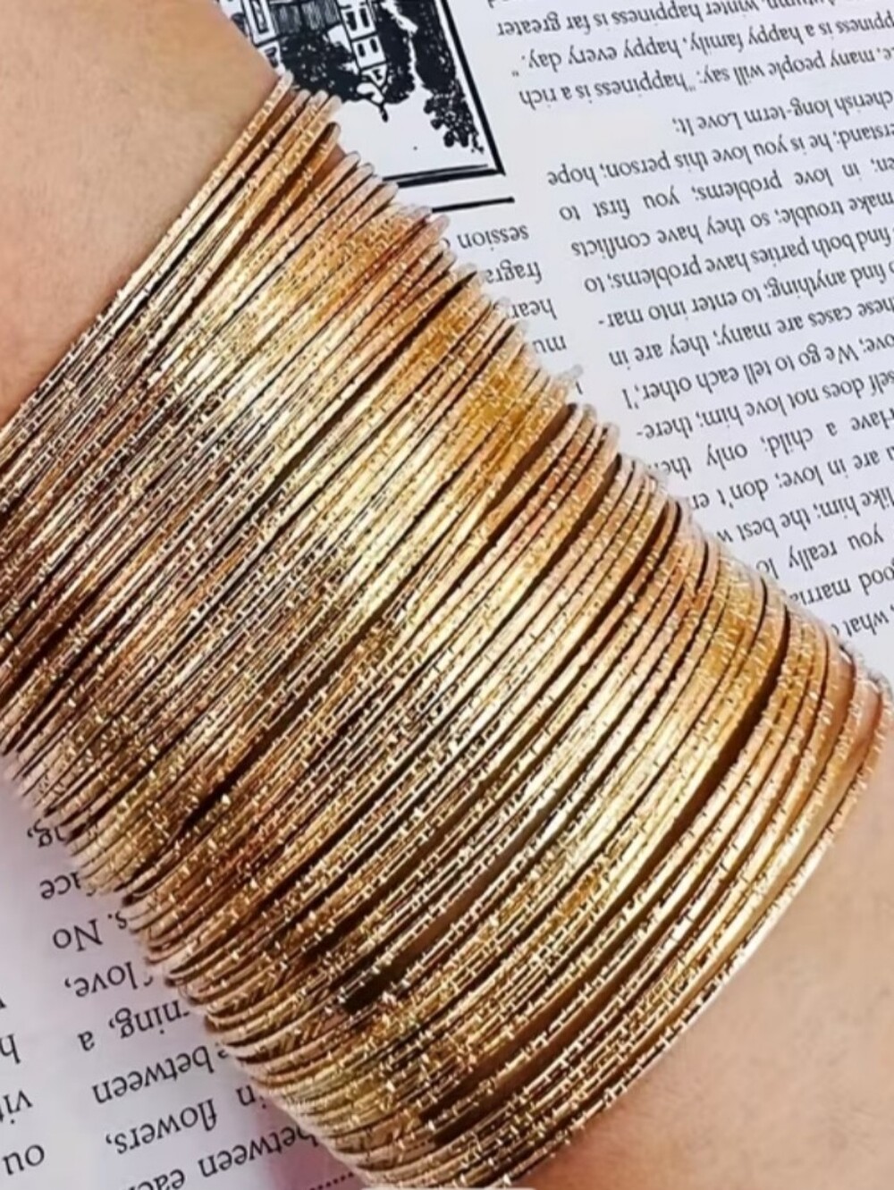 Thin Gold Tone Bangle Bracelet Lot Of 60 Pcs